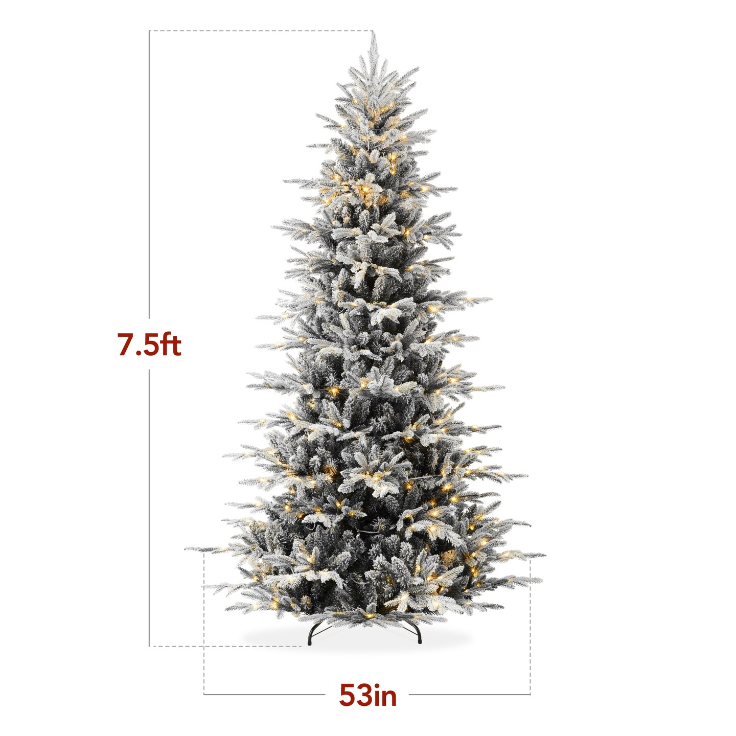 Best Choice Products Pre-Lit Flocked Artificial Aspen Noble Fir Christmas Tree w/ Branch Tips, LED Lights - Black