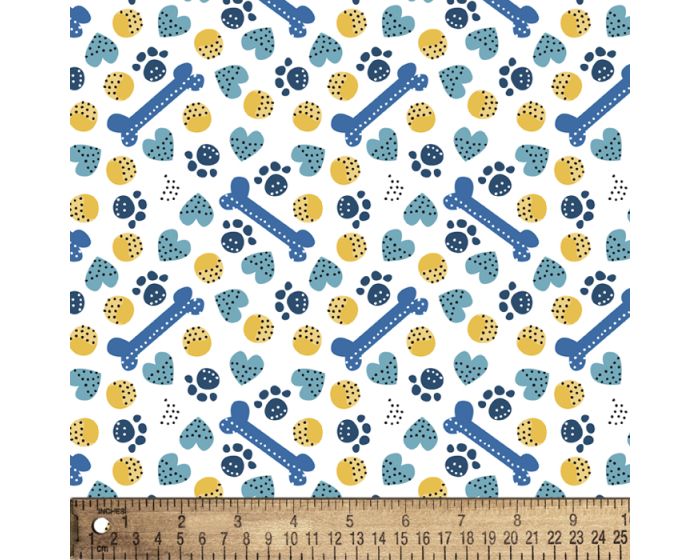 Puppy Paws Dog Love Poly Cotton Fabric | By The Yard | Sewing and Crafting | 44 inches wide