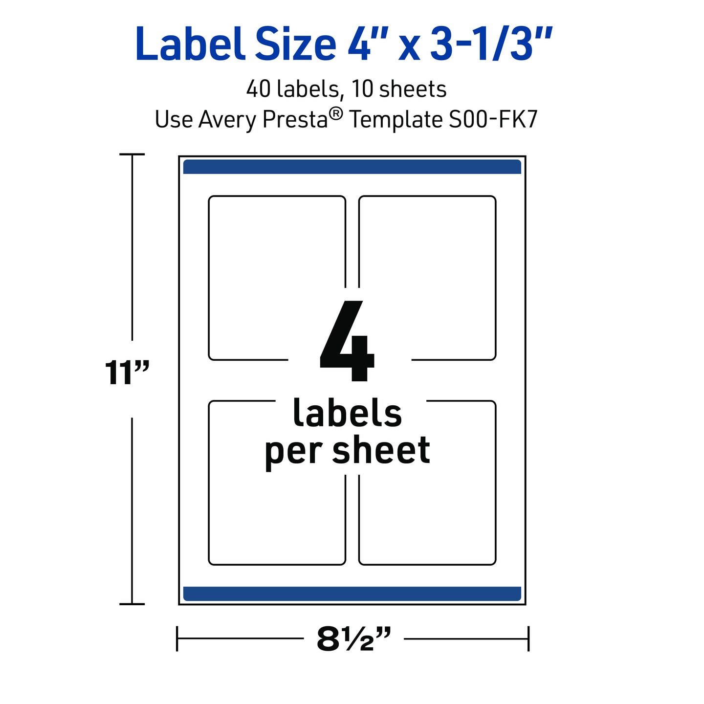 Avery Printable Labels with Sure Feed Technology, Rectangle, 4" x 3-1/3", Pre-Printed Metallic Silver Border with Black Snowflakes Design, Glossy White, Laser & Inkjet Compatible, 40 Total