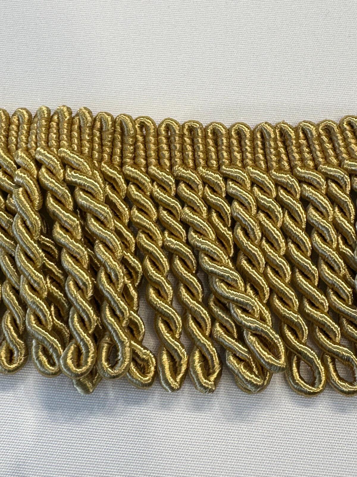 1 Yard Light Antique Gold Bullion Fringe Trim for Upholstery and Drapery 3 Inch Long