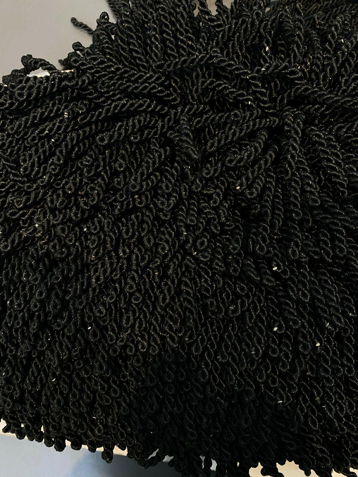 1 Yard Black Bullion Fringe Trim for Upholstery and Curtains 4 Inch Long