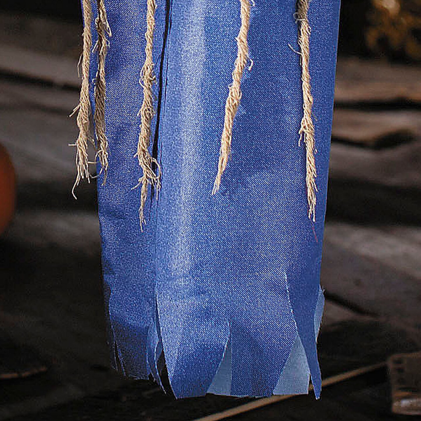 27 1/2&#x22; Hanging Blue &#x26; Burlap Pumpkin Man Halloween Decoration