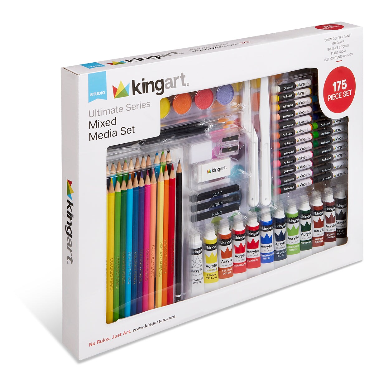 KINGART® Mixed Media Art Set, Drawing, Painting & Sketching, 175 Pc.