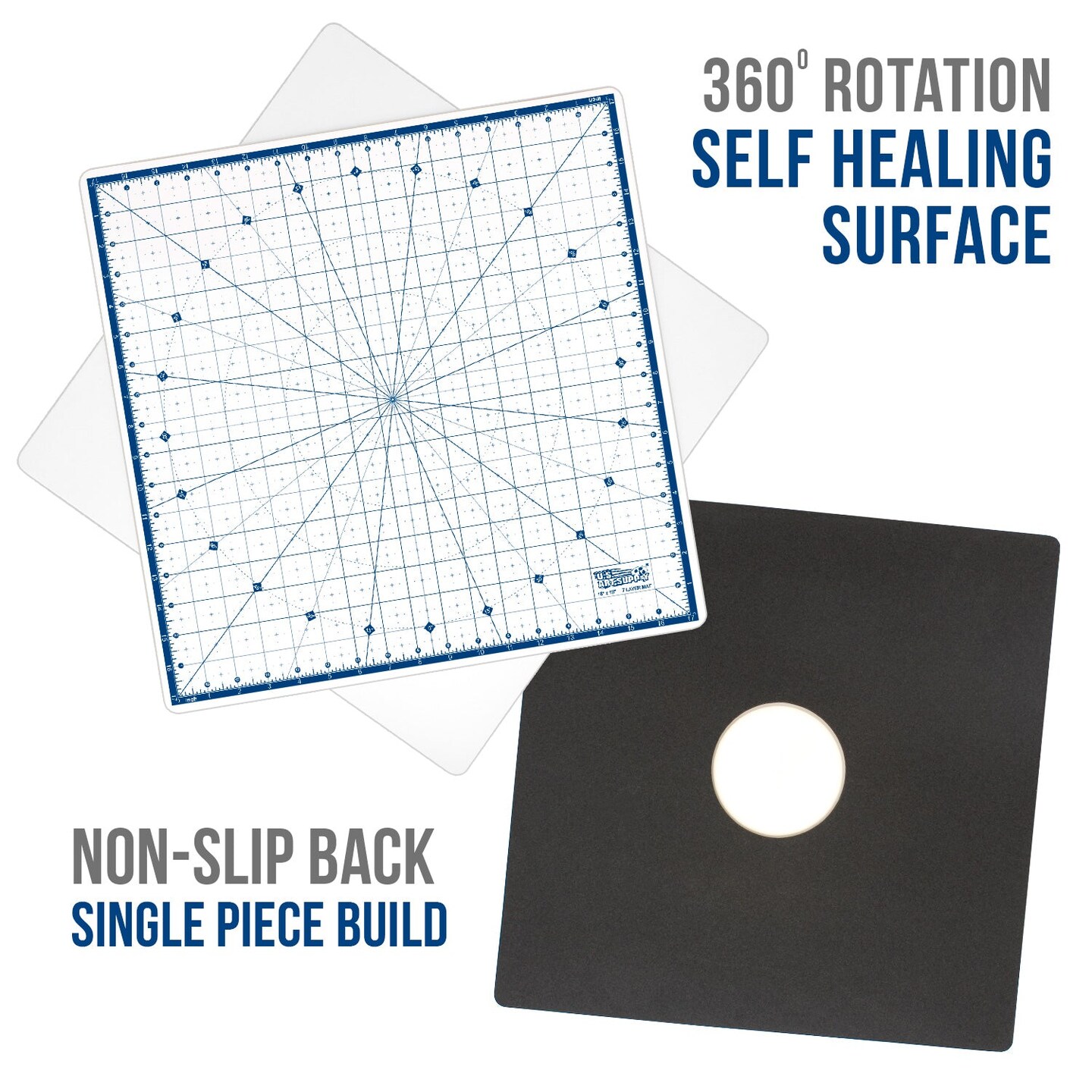 18&#x22; x 18&#x22; Self-Healing Cutting Mat 7-Ply - Rotary White/Blue Craft Mat, Non-Slip Cutting Mats for Crafts, Sewing, Quilting, Scrapbooking
