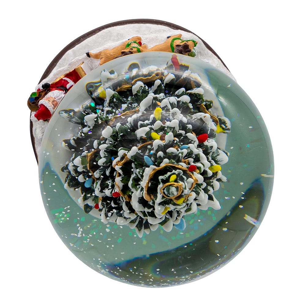 Kurt Adler 100MM Wind-Up Musical Santa with Christmas Tree Water Globe