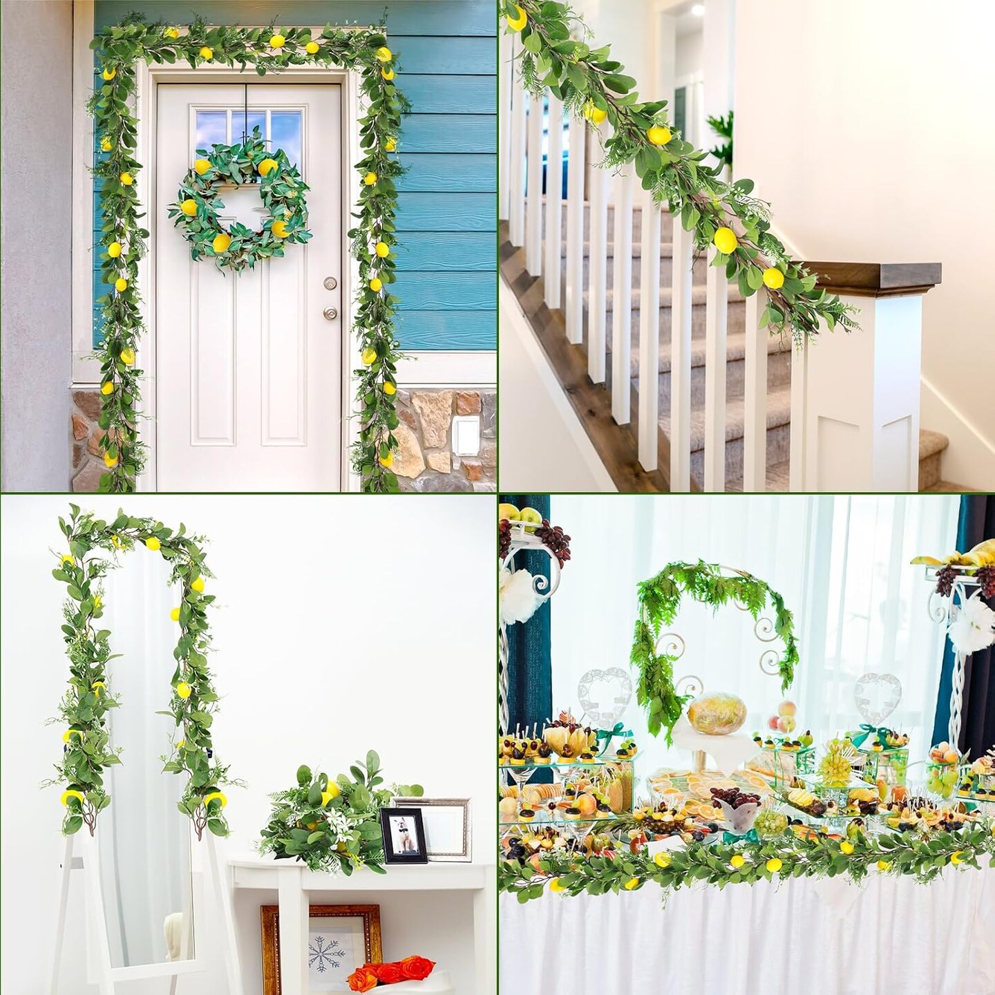 6 ft Artificial Lemon Garland 30 Pcs 3 x 2 Inch Fake Lemons Spring Greenery Garland Wreath Faux Lemon Decoration for Home Front Wedding Party Table