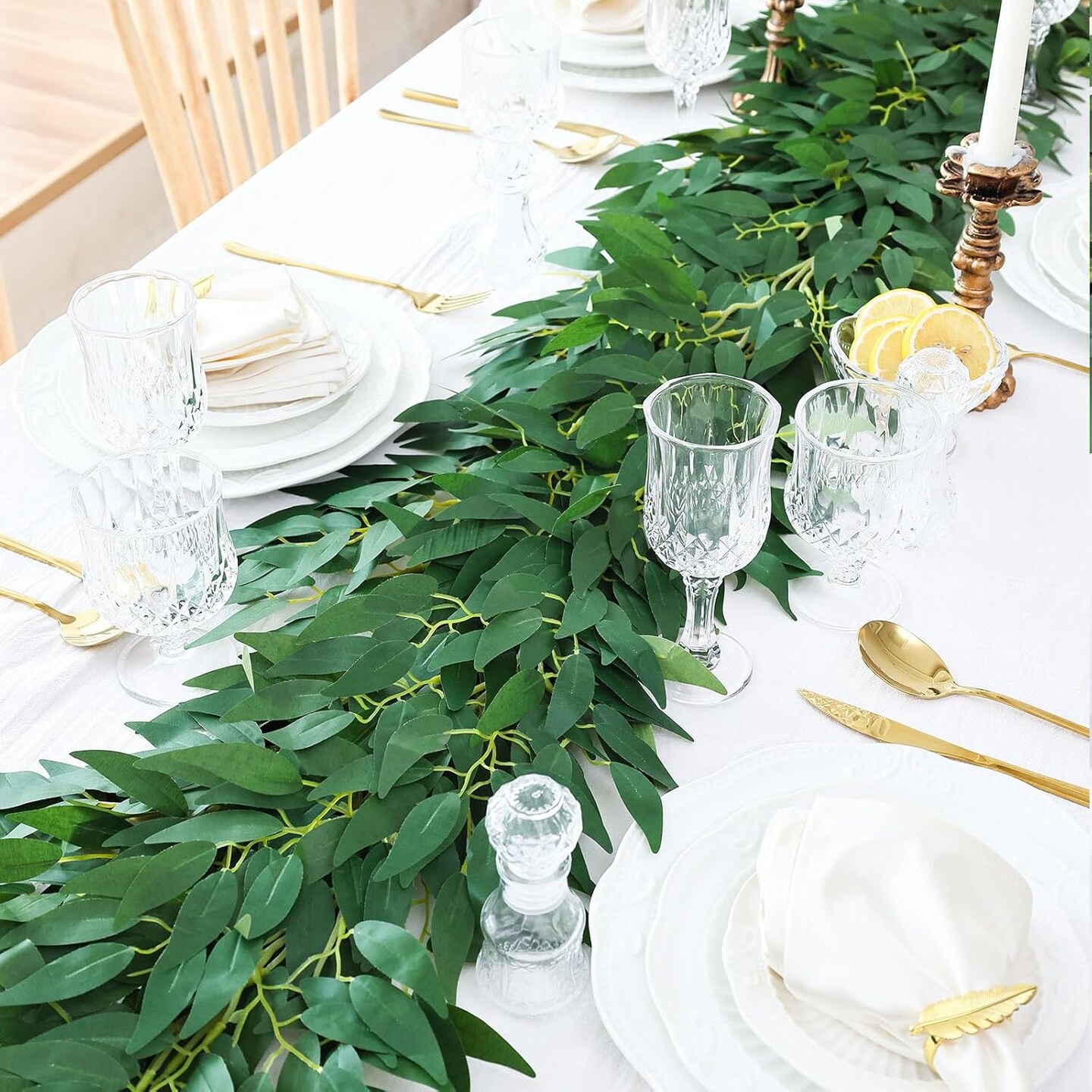 2 Strands Artificial Vines Willows Garland 81&#x22; Fake Vine with Silk Green Leaves Faux Hanging Plants Greenery Decoration for Wedding Arch Bedroom Wall Party Apartment Room Decor (Willows)