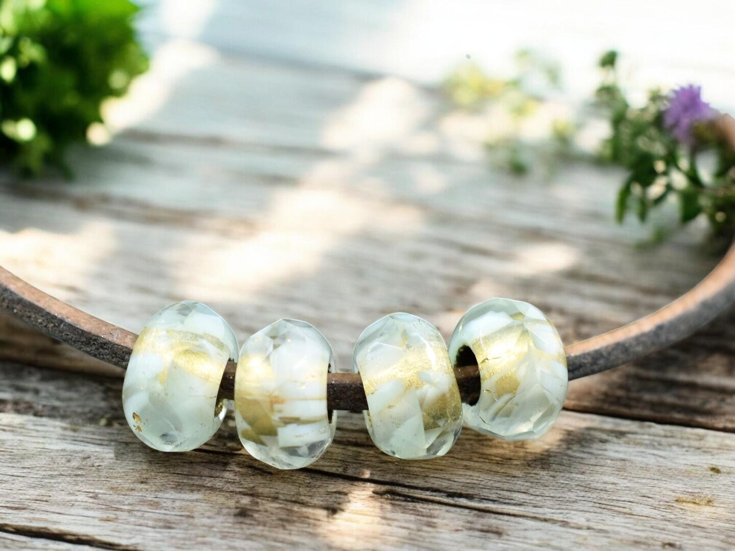 *25* 5x8mm Gold Lined Seafoam Crystal Faceted Large Hole Rondelle Roller Beads