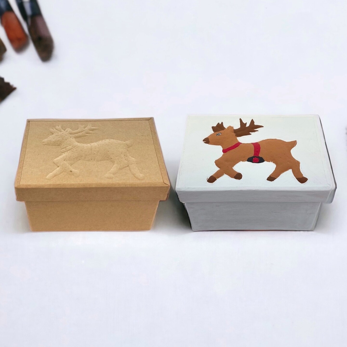 Rectangular Box with Reindeer Embossed Lid