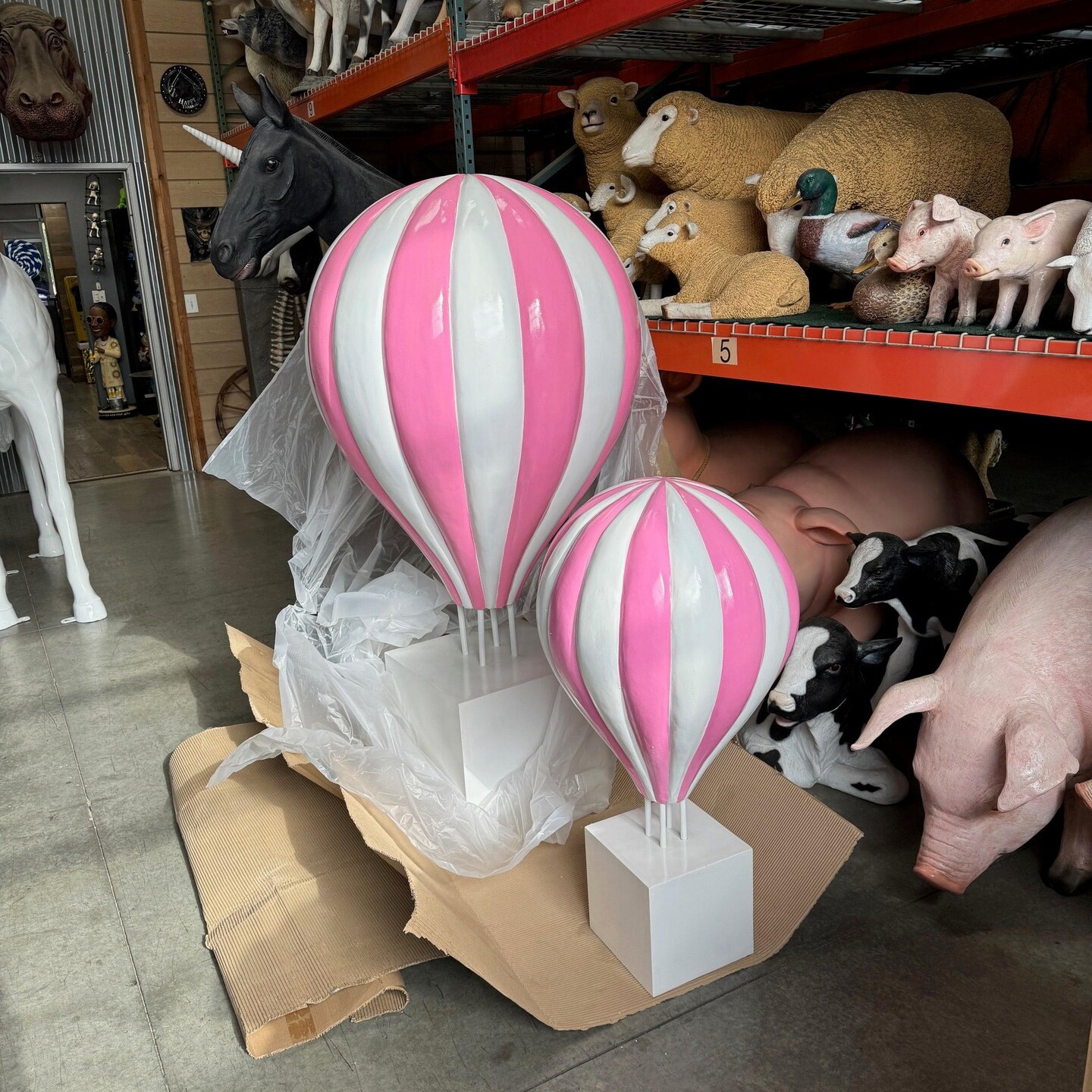Large Pink Hot Air Balloon Over Sized Statue