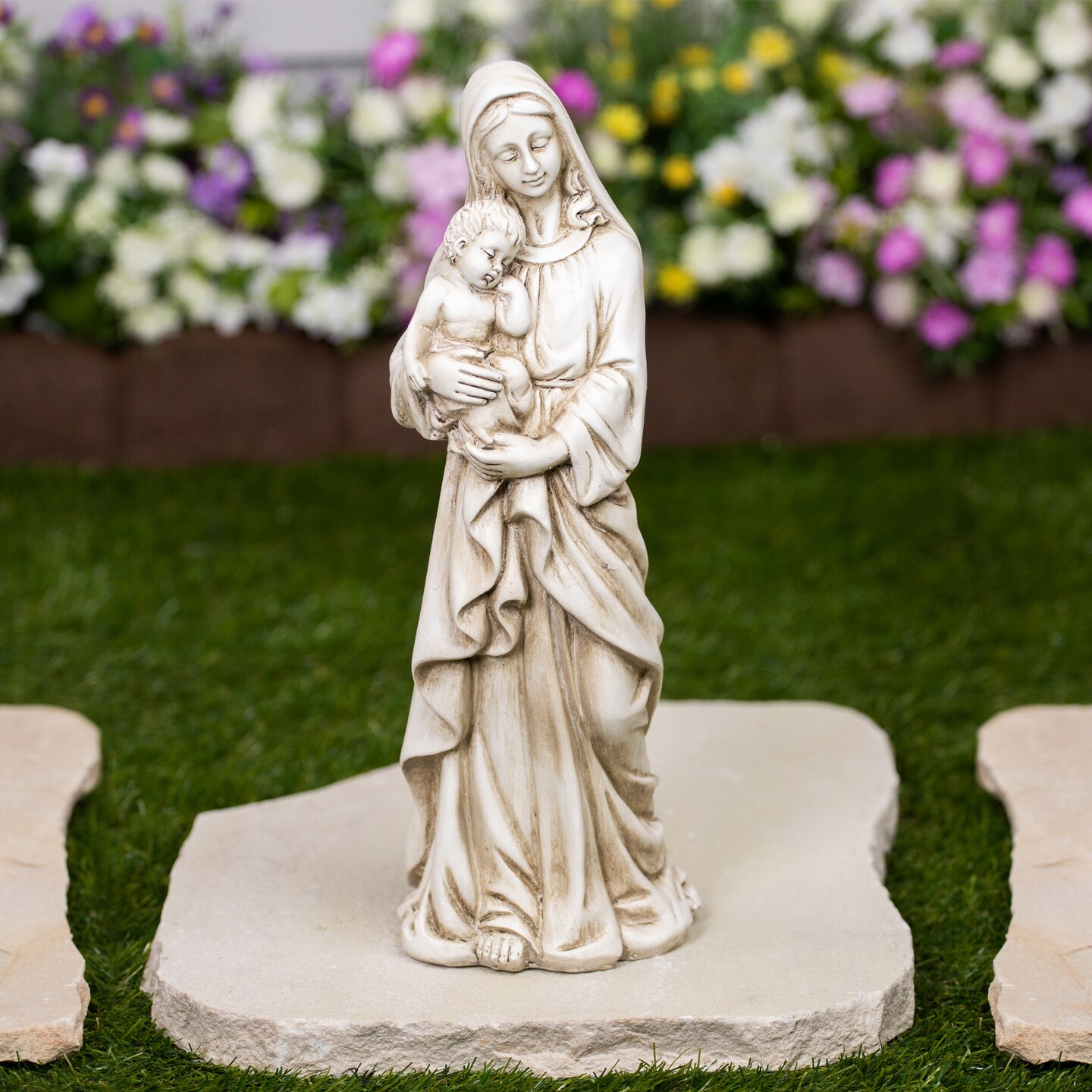 Northlight Standing Mary with Baby Jesus Statue - 14.5" - Beige