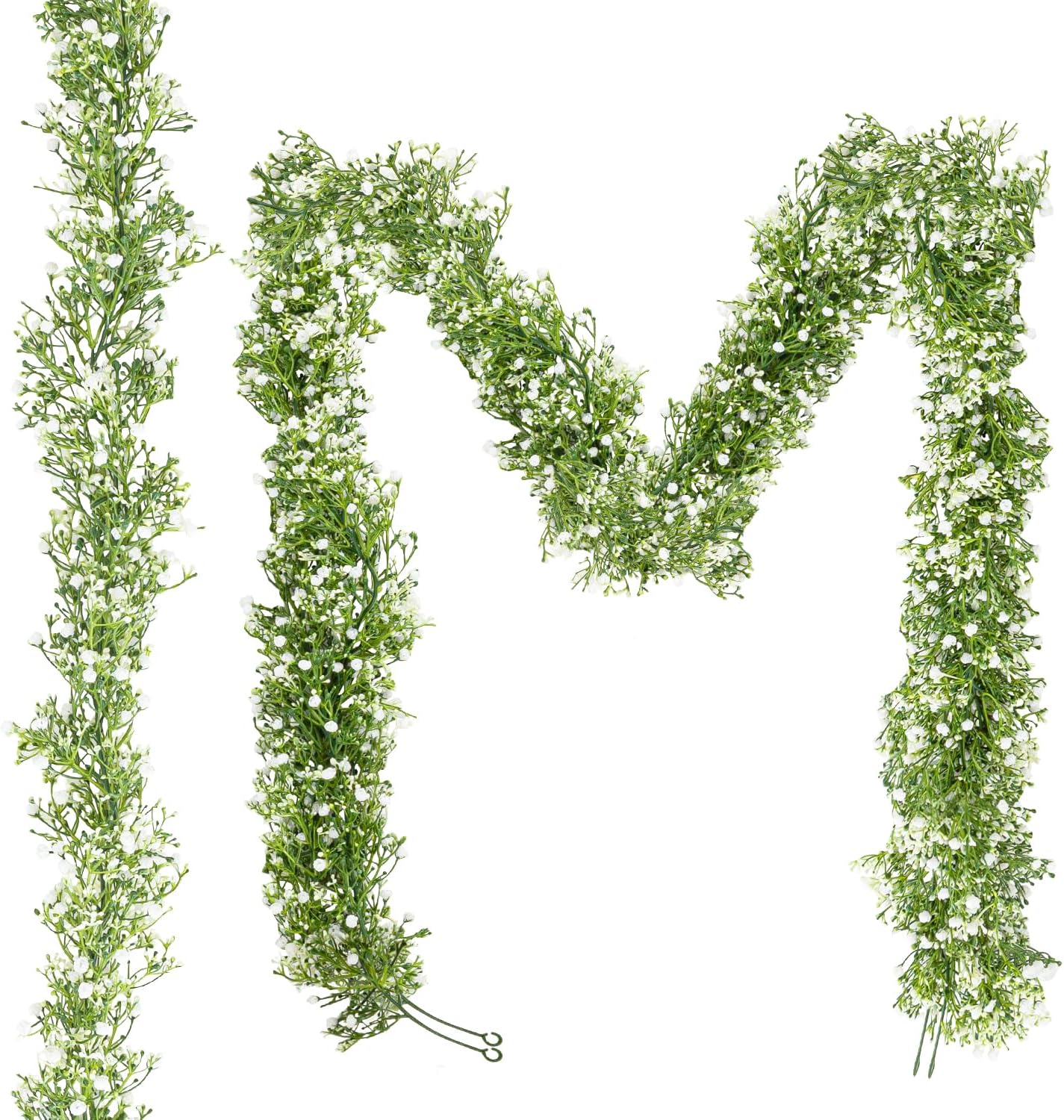 5.9ft Artificial Baby Breath Flower Vines,2 Pcs Real Touch Faux Hanging Baby Breath Garland,Fake Babys Breath Gypsophila for Wedding Arch Flowers
