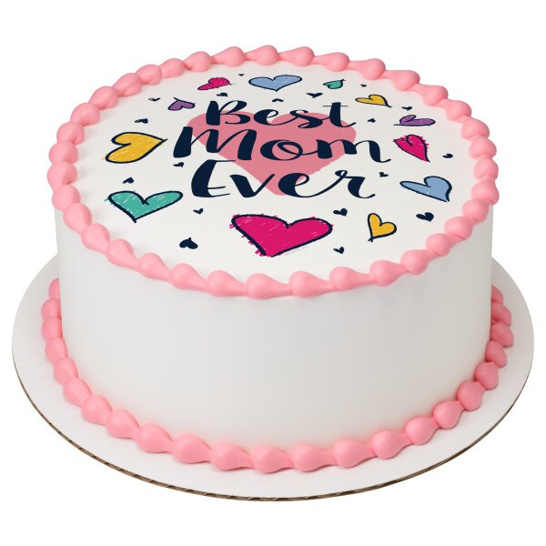 Best Mom Ever Photo Edible Cake Topper Image 7.5 Round