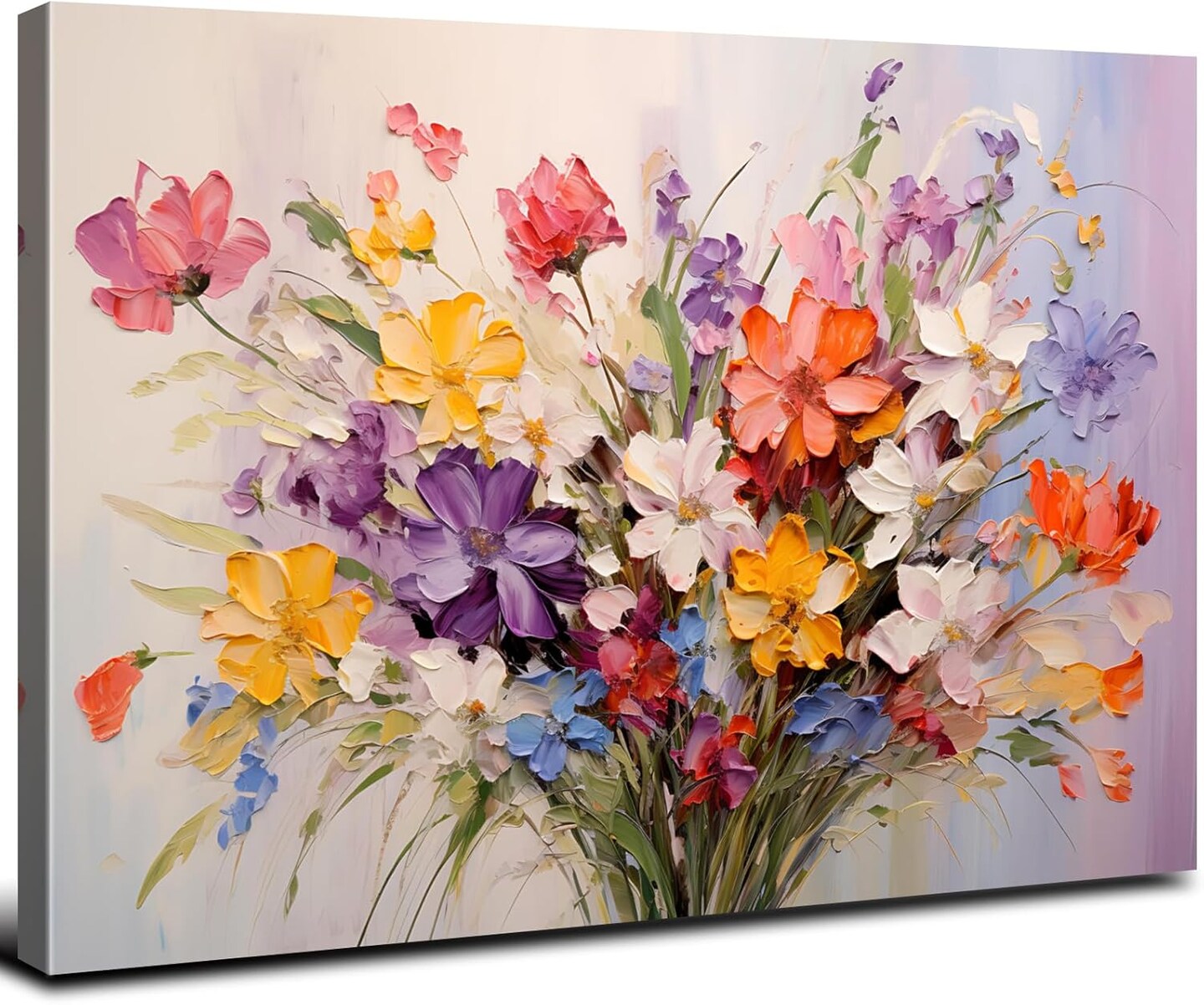 Colorful Wildflower Canvas Wall Art 12x16” – Yellow, Orange & Purple Floral Decor