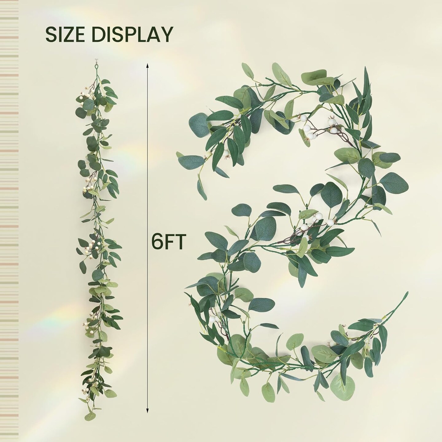 4.5 Ft Eucalyptus Garland, Hanging Greenery Garlands with Fake Eucalyptus Leaves, Spring Garlands for Door Wall Fireplace, Wedding Table Party Home Decor