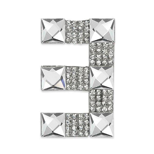 Number 3 Iron On Rhinestone Applique/Patch