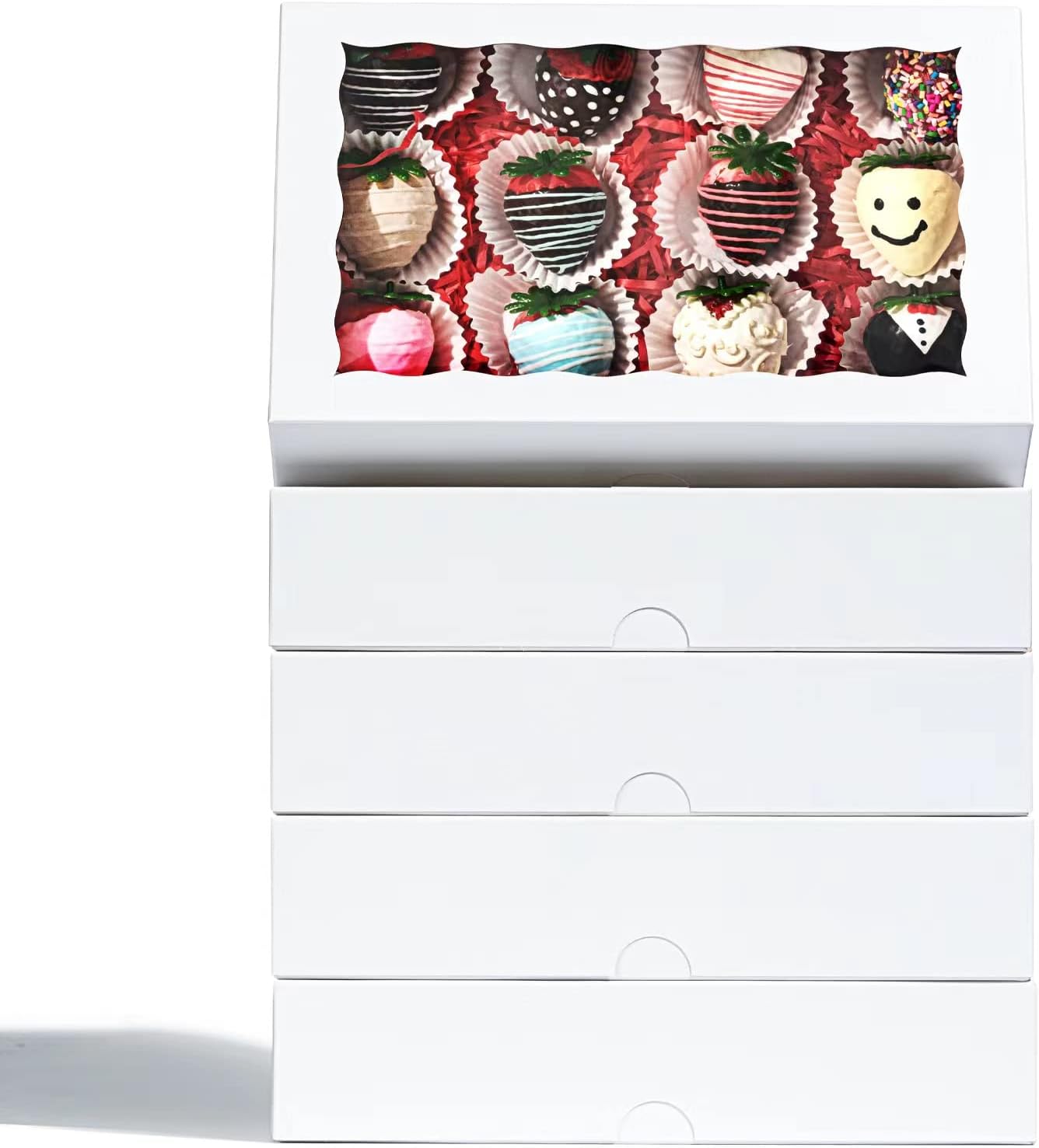 50 Brown Cookie & Pastry Boxes with Window, 9.5×6×2 in, Holds 12