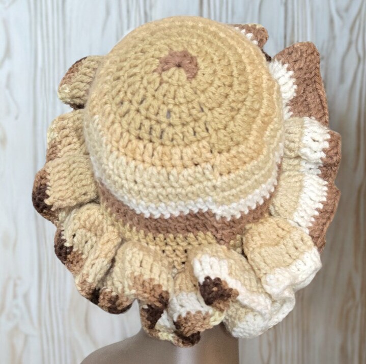 Cocoa Swirl Crochet Ruffle Hat | MakerPlace by Michaels display picture 3