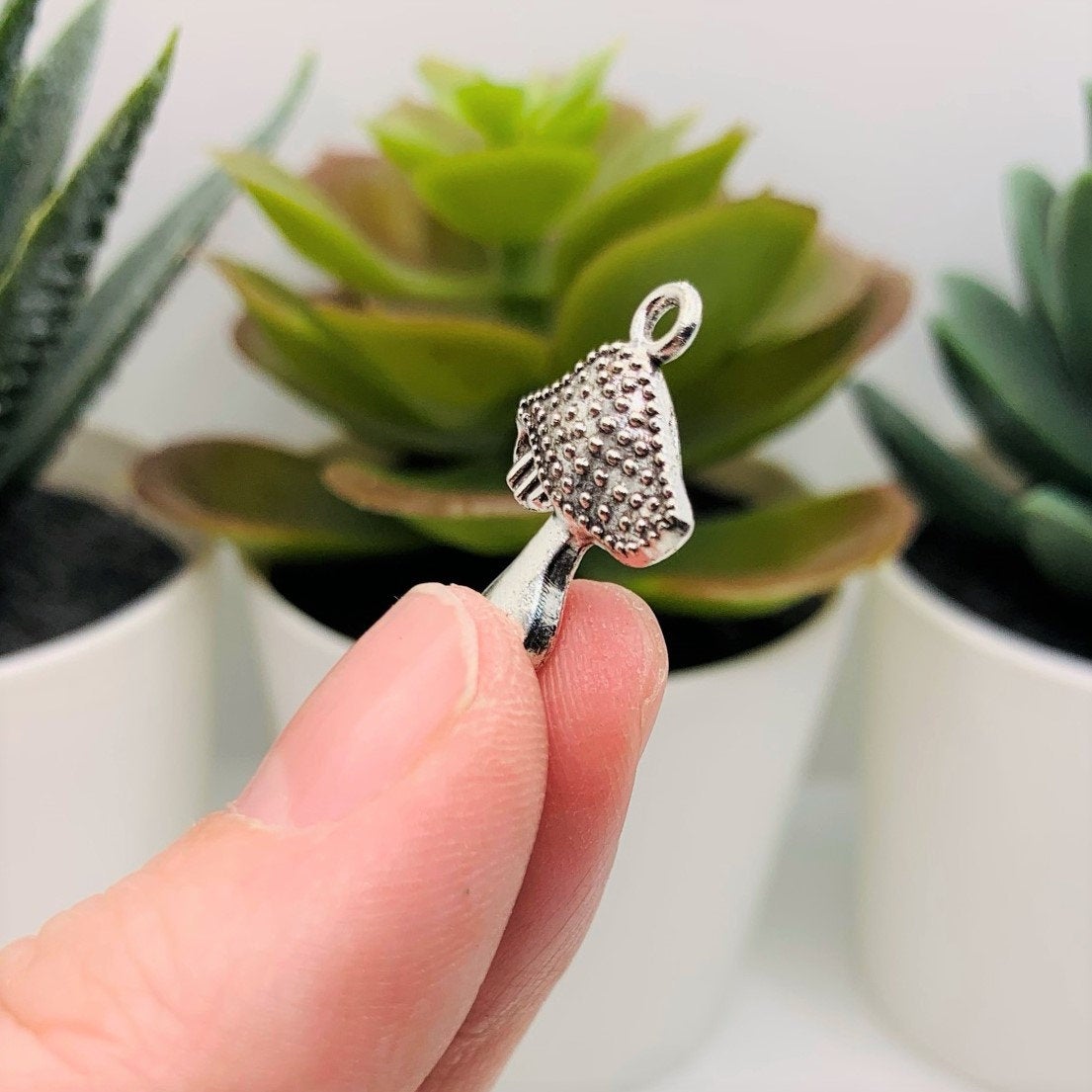 Silver Toadstool Mushroom Charms, 20x14mm