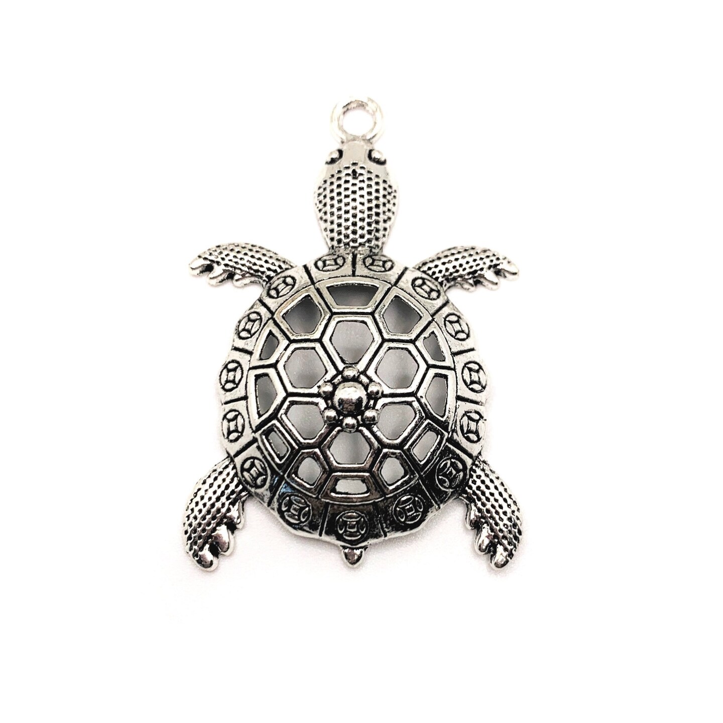 Large Silver Turtle Pendants, 57x39mm
