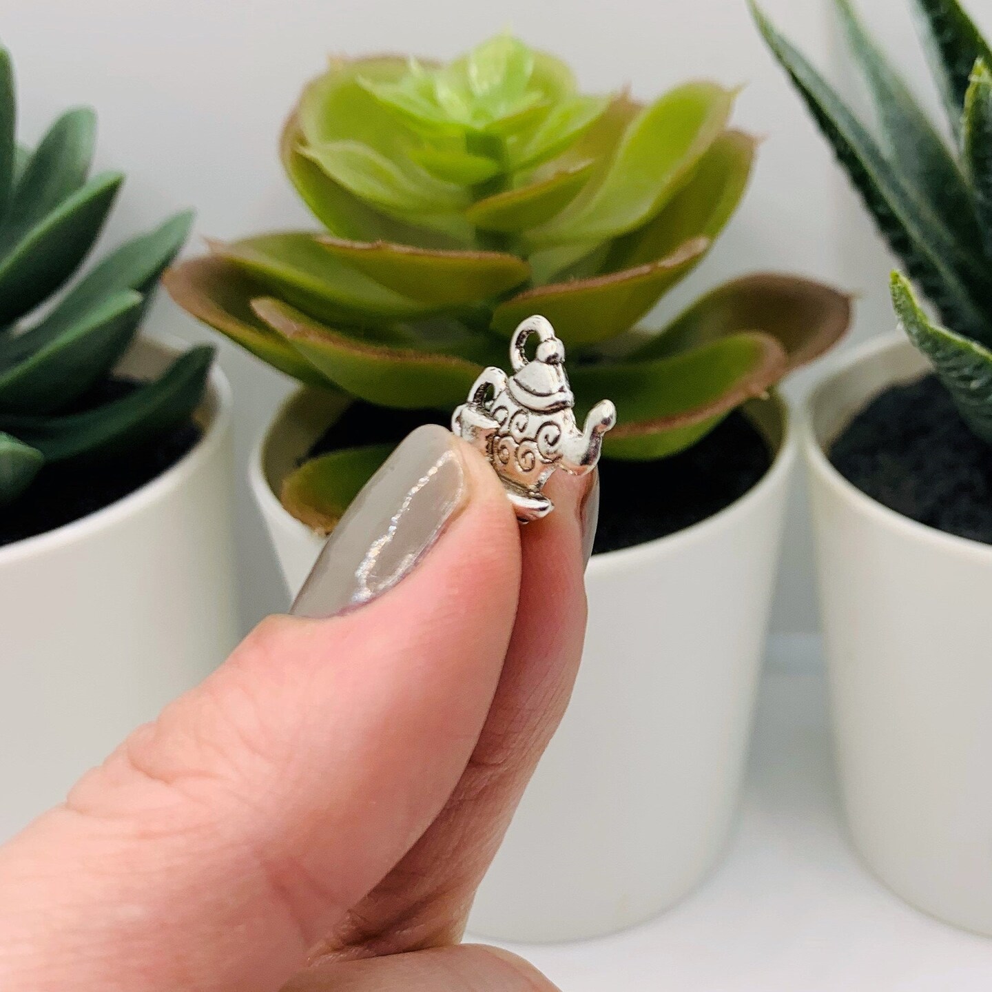 Silver Teapot Charms, 13x12mm