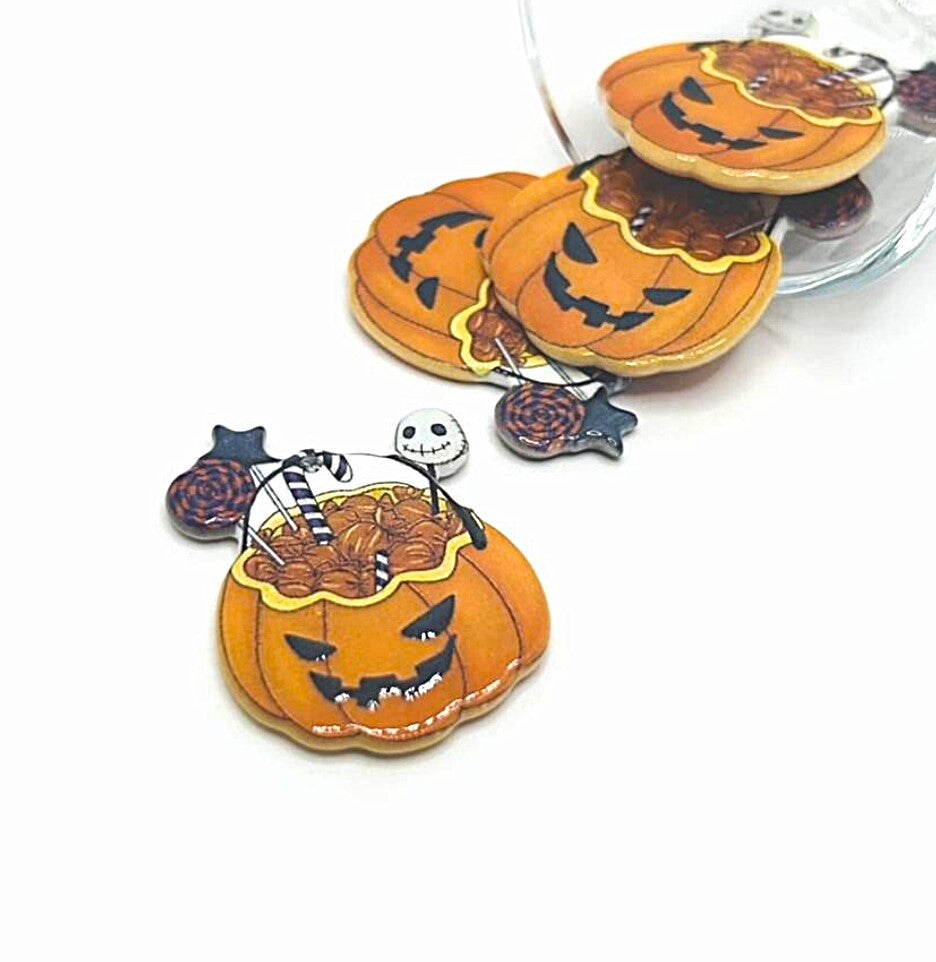 Halloween Pumpkin Candy Bowl Pendant, 28x36mm