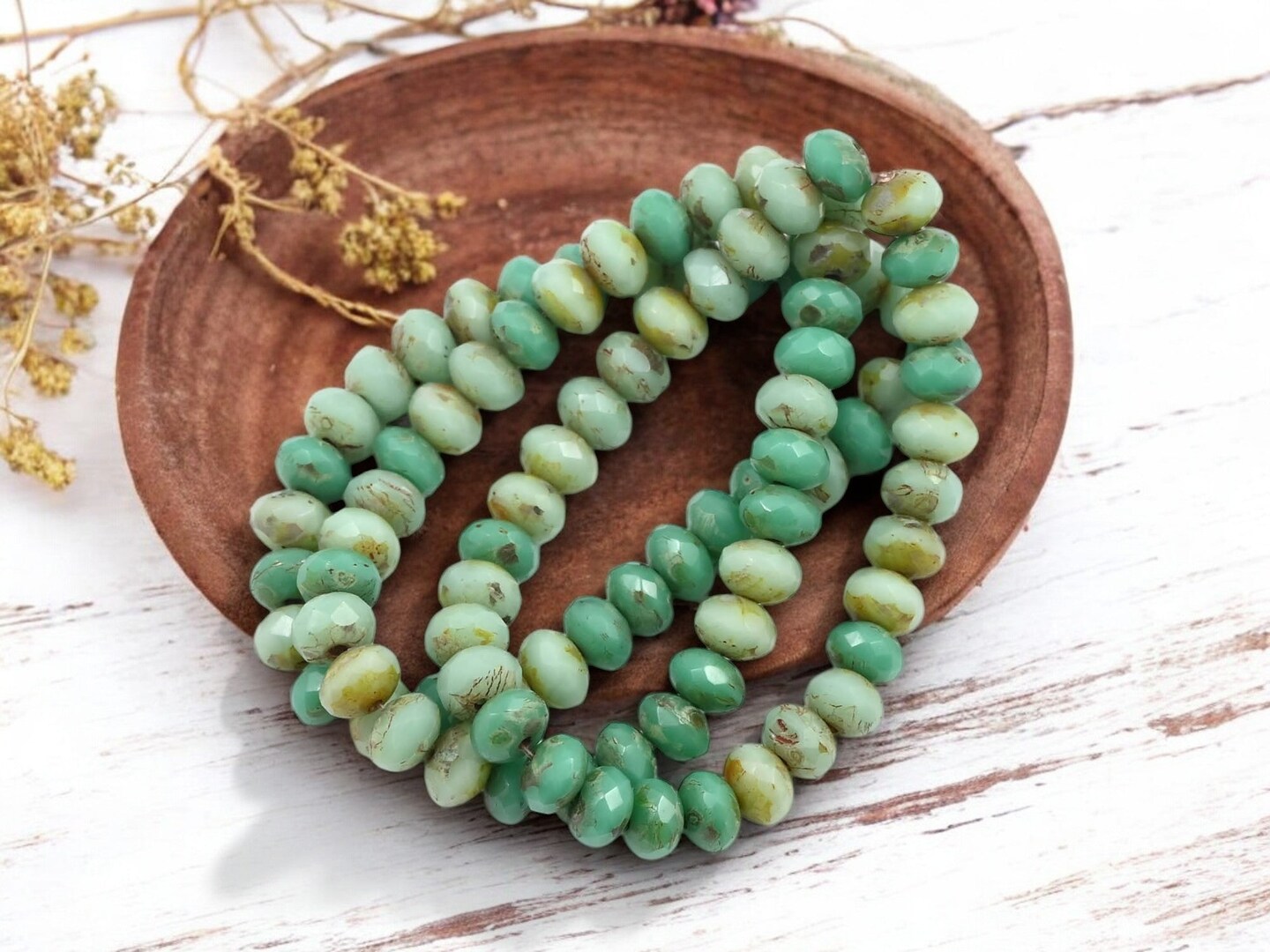 *30* 3x5mm Mixed Turquoise Picasso Fire Polished Rondelle Beads