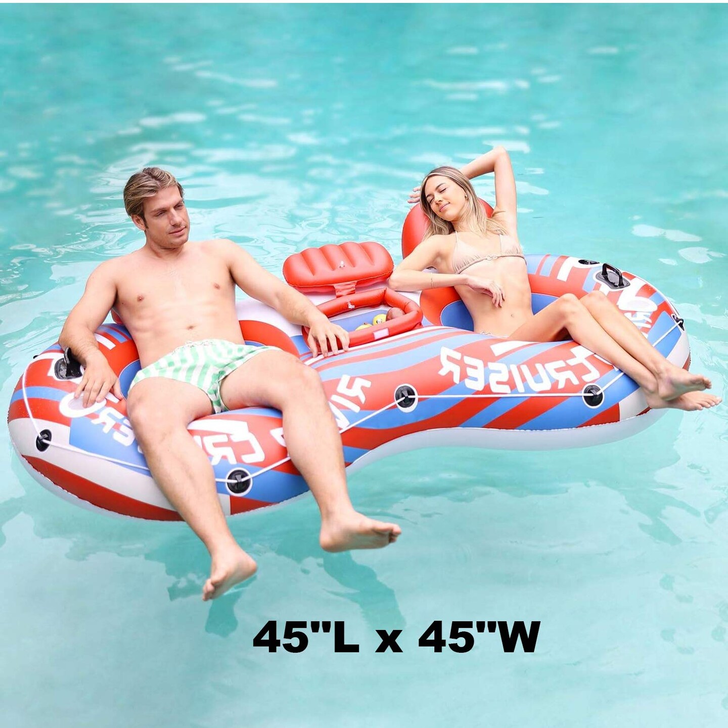 Vibrant Red Inflatable Pool and River Float for Swimming pool bed float