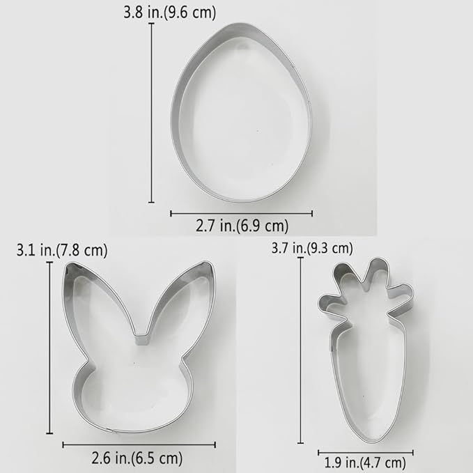 Easter Cookie Cutter Set, 3-pc, Egg, Bunny and Carrot, Stainless Steel