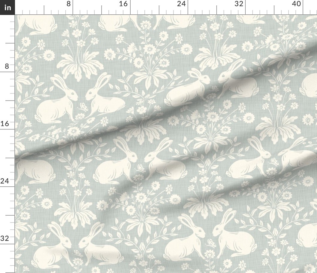 Various Fabrics by the Yard or Fat Quarter Traditional Cottagecore Floral Arts And Crafts Hand Drawn Rabbit Bunny Animals Wildflowers Botanical Farmhouse Rustic Faux Texture Crosshatch Custom Printed Fabric by Spoonflower