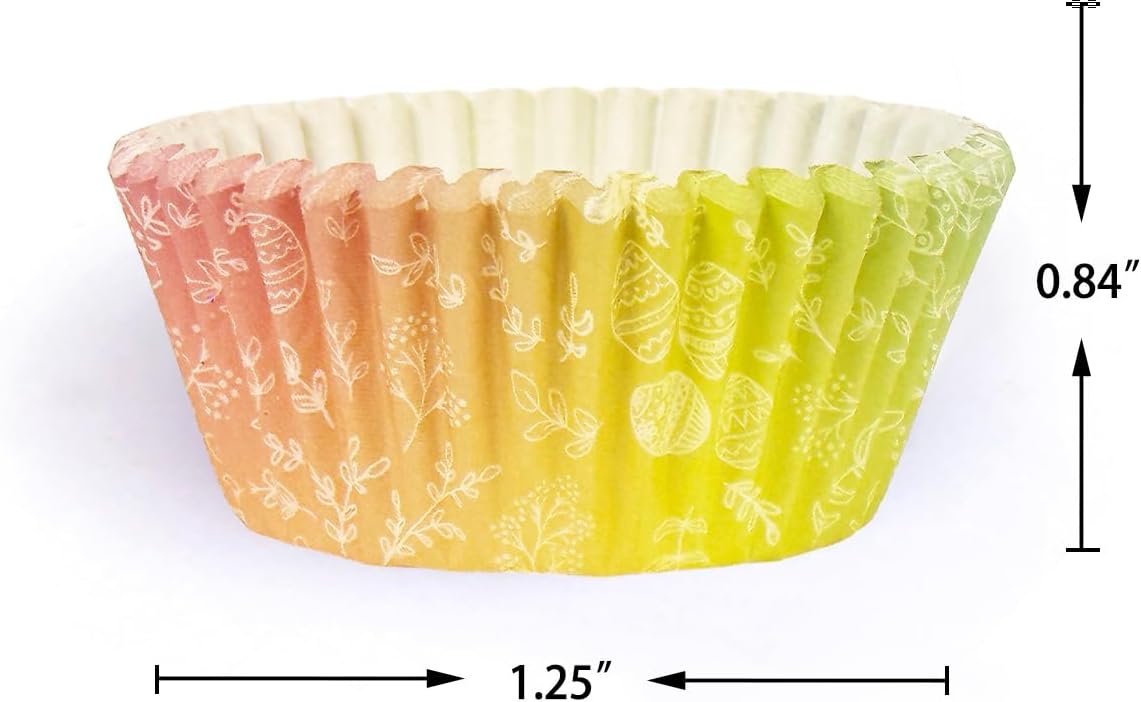 Easter 300PCS Mini Cupcake Liners Cupcake Cups 6 Designs Gradient Cupcake Papers Baking Cups Cupcake Wrappers (Small Size)