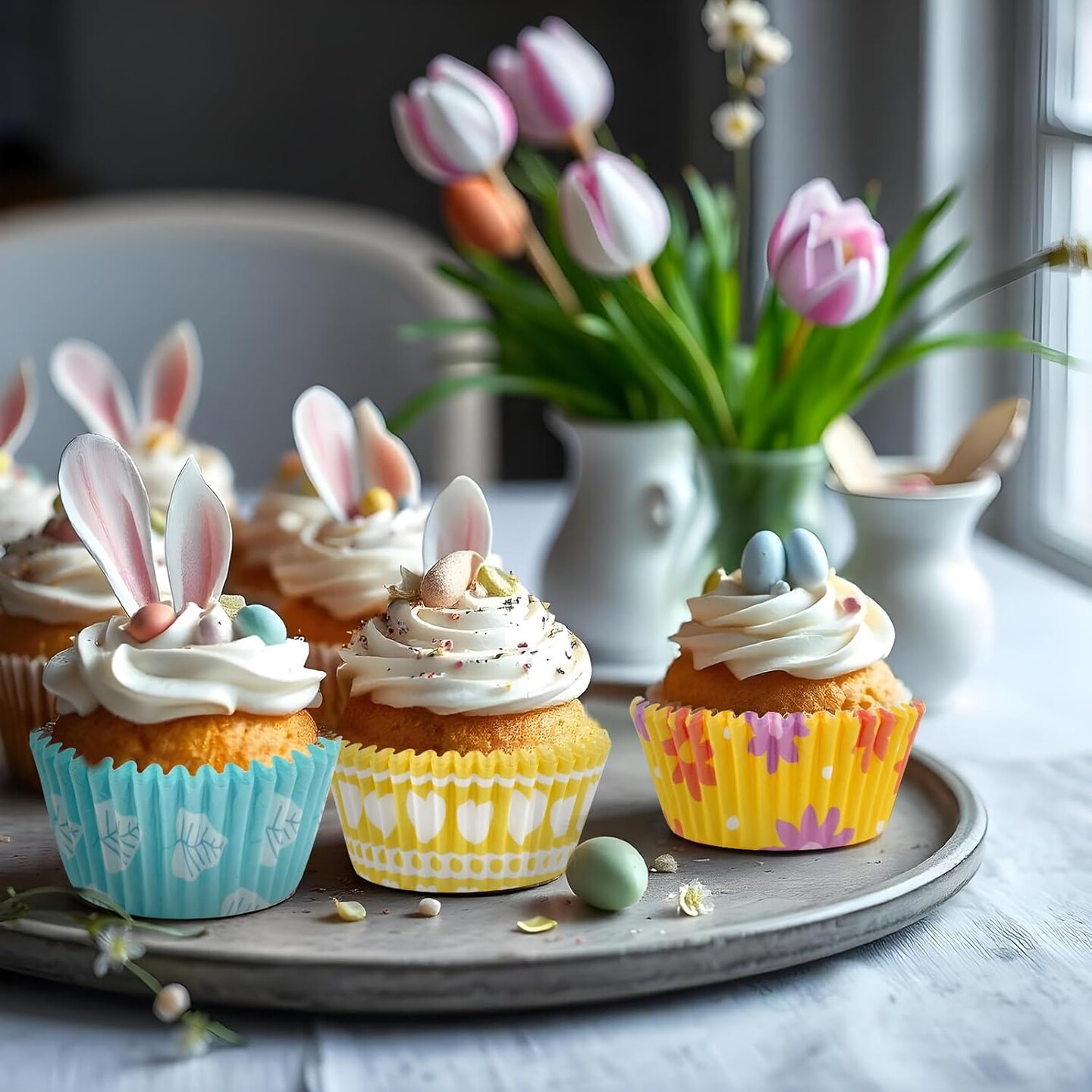 600PCS Easter Cupcake Liners for Baking Mini Easter Baking Cups Easter Holiday Cupcake Wrappers for Easter Birthday Party Decorations Candy Make Baking Supplies