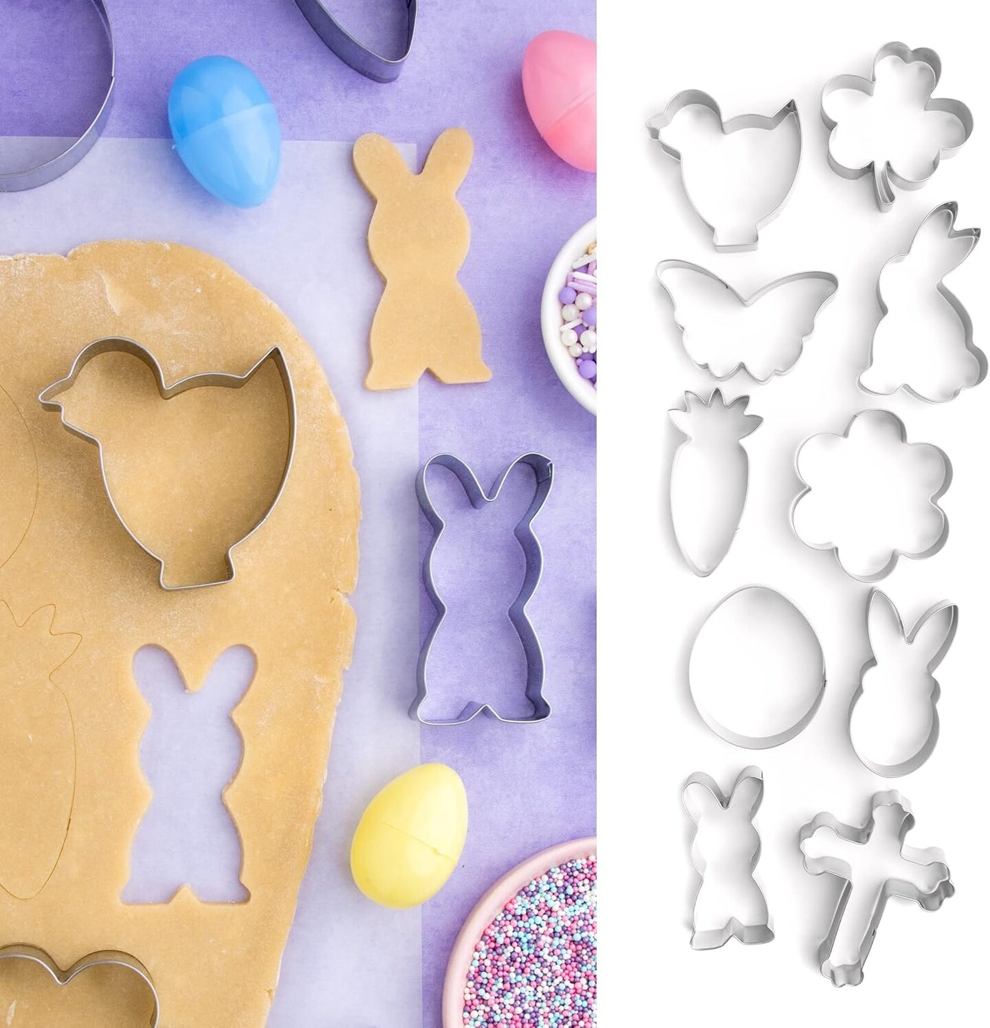 Cookie Cutter Set, Cookie Mold for Cakes Biscuits and Sandwiches (Easter 10 pack)