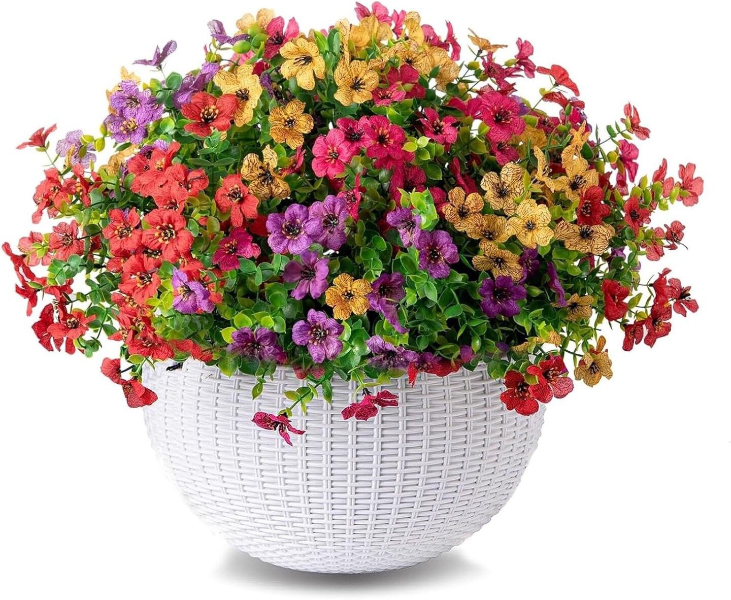 12 Bundles Artificial Flowers for Outdoors, UV Resistant Fake Outdoor Flowers No Fade Faux Outdoor Flowers Plants for Garden Porch Window Box Farmhouse Pot Planters Decor (Multi ColorA)