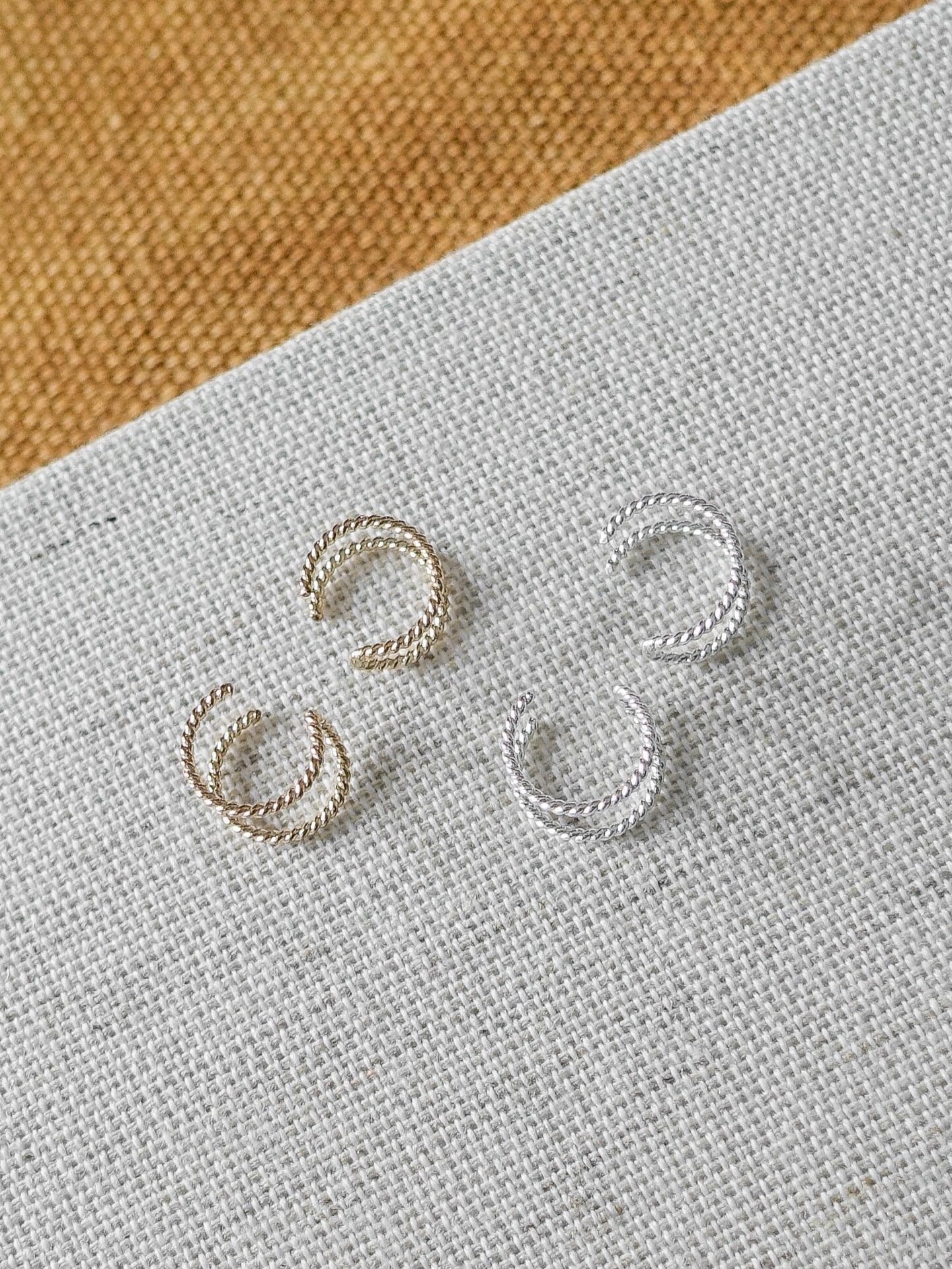 Twist Wire Cuff Helix Earring • Huggie Hoops No Piercing Required 