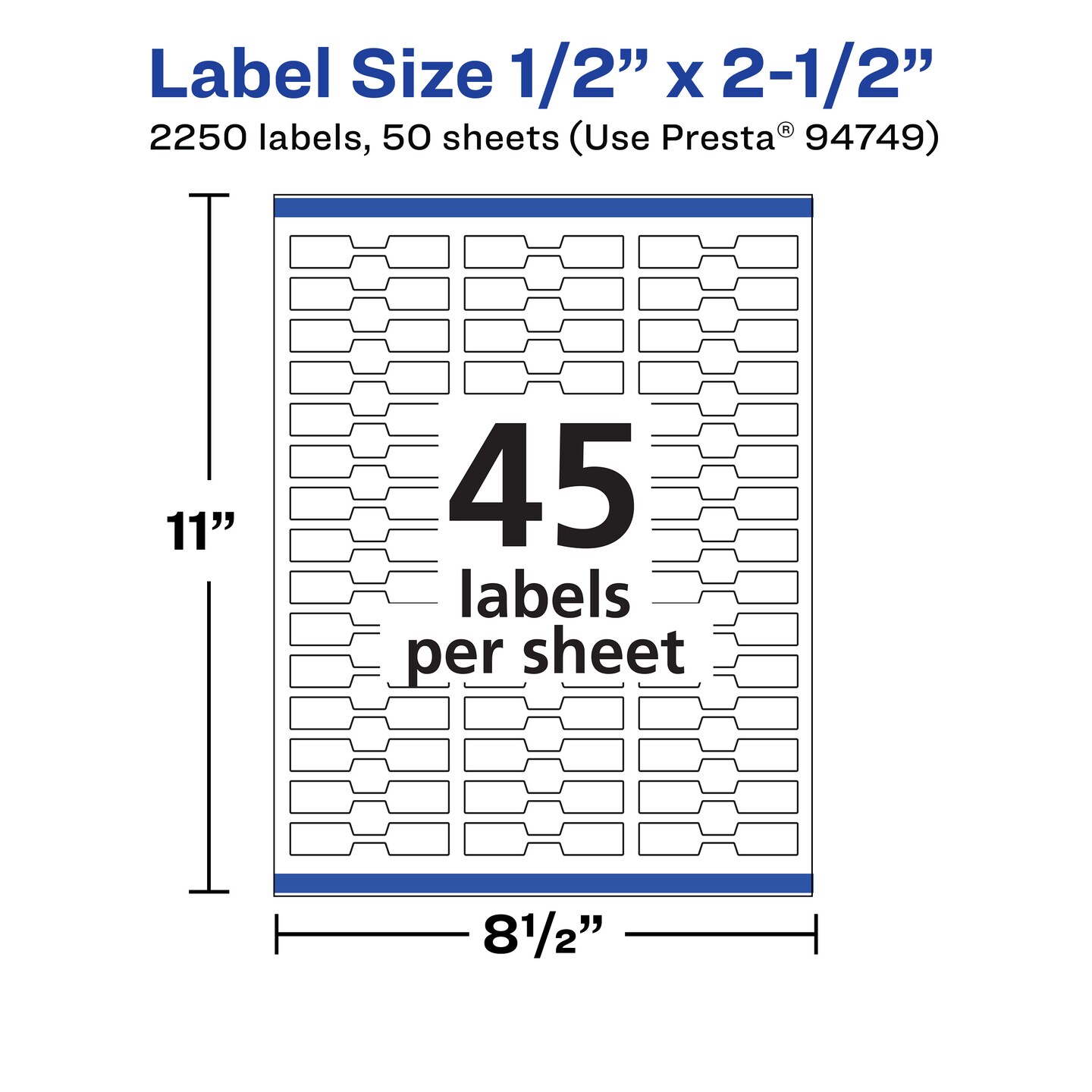 Avery Matte White Barbell Labels with Sure Feed, 1/2" x 2-1/2"