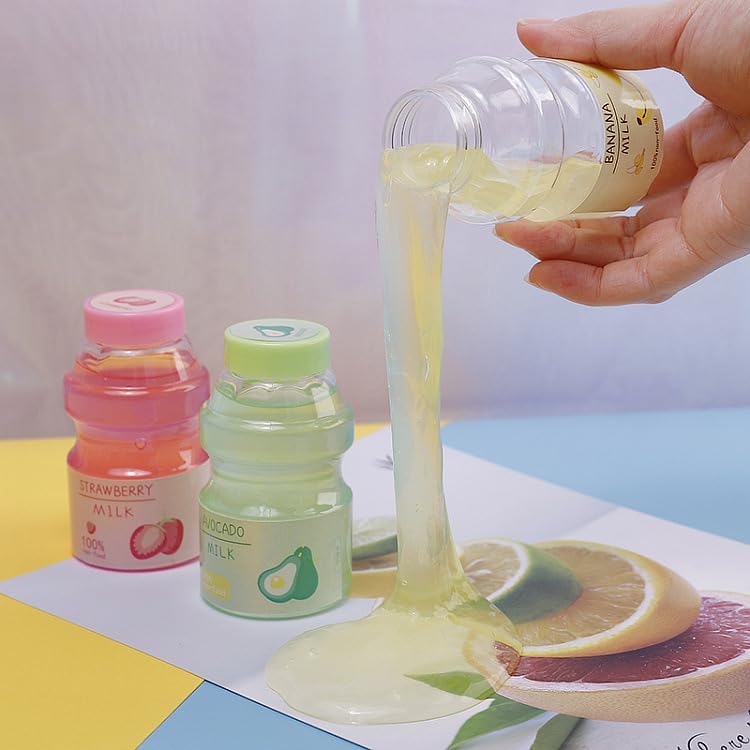 Clear Slime Strawberry Jelly Slime Fluffy Slime Stretchy Crunchy Slime Bubble Slime Soft Putty Stress Relief Toy Party Favors Slime Add Ins Super Light Favor Gift and Birthday (Pink)