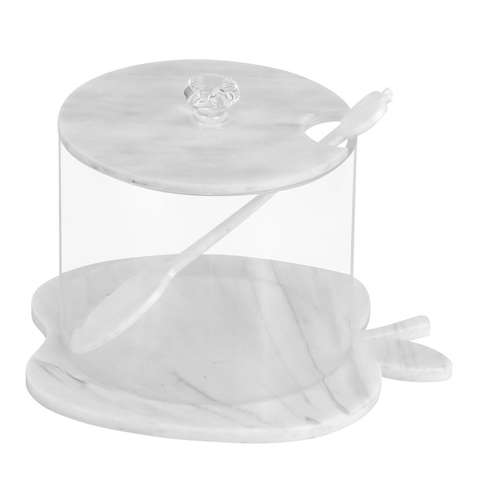 Clear and Glittery Combination Lucite Honey Dish with Spoon