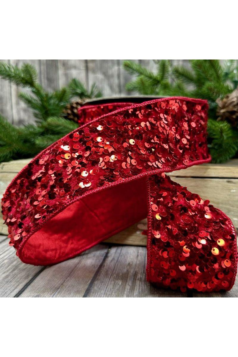 2.5&#x22; Metallic Sequin Ribbon: Red (10 Yards)