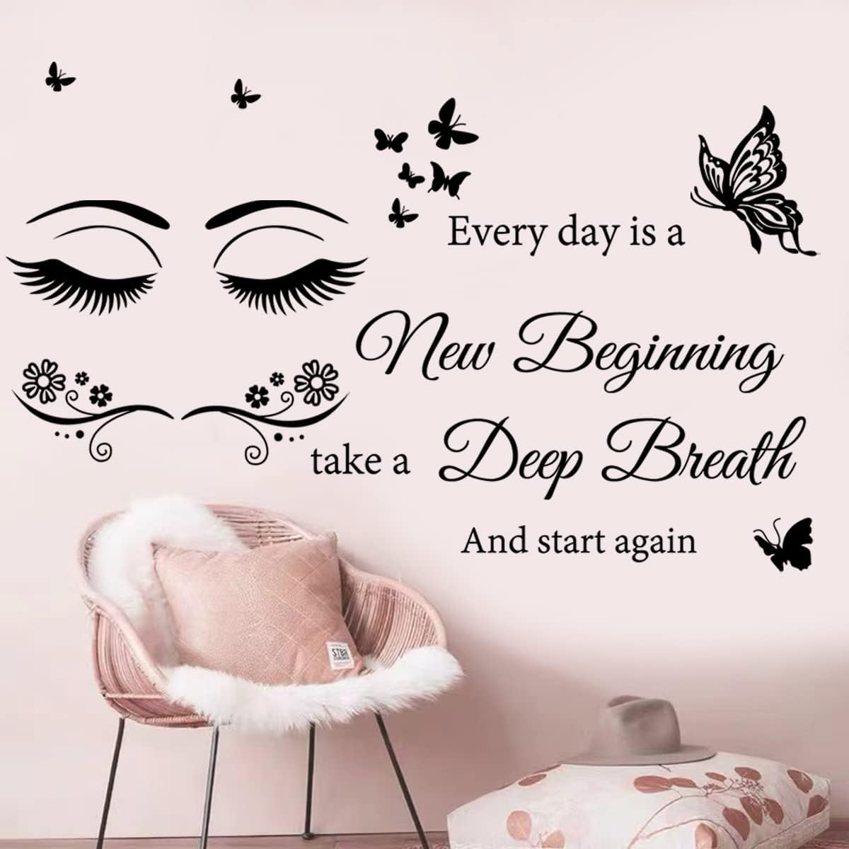 Vinyl Quotes Stickers - Every Day is A New Beginning Inspirational Wall Art Sticker Positive Quotes Wall Decals for Living Room, Bedroom, Classroom, Office, Studio, School, Teen Dorm Room
