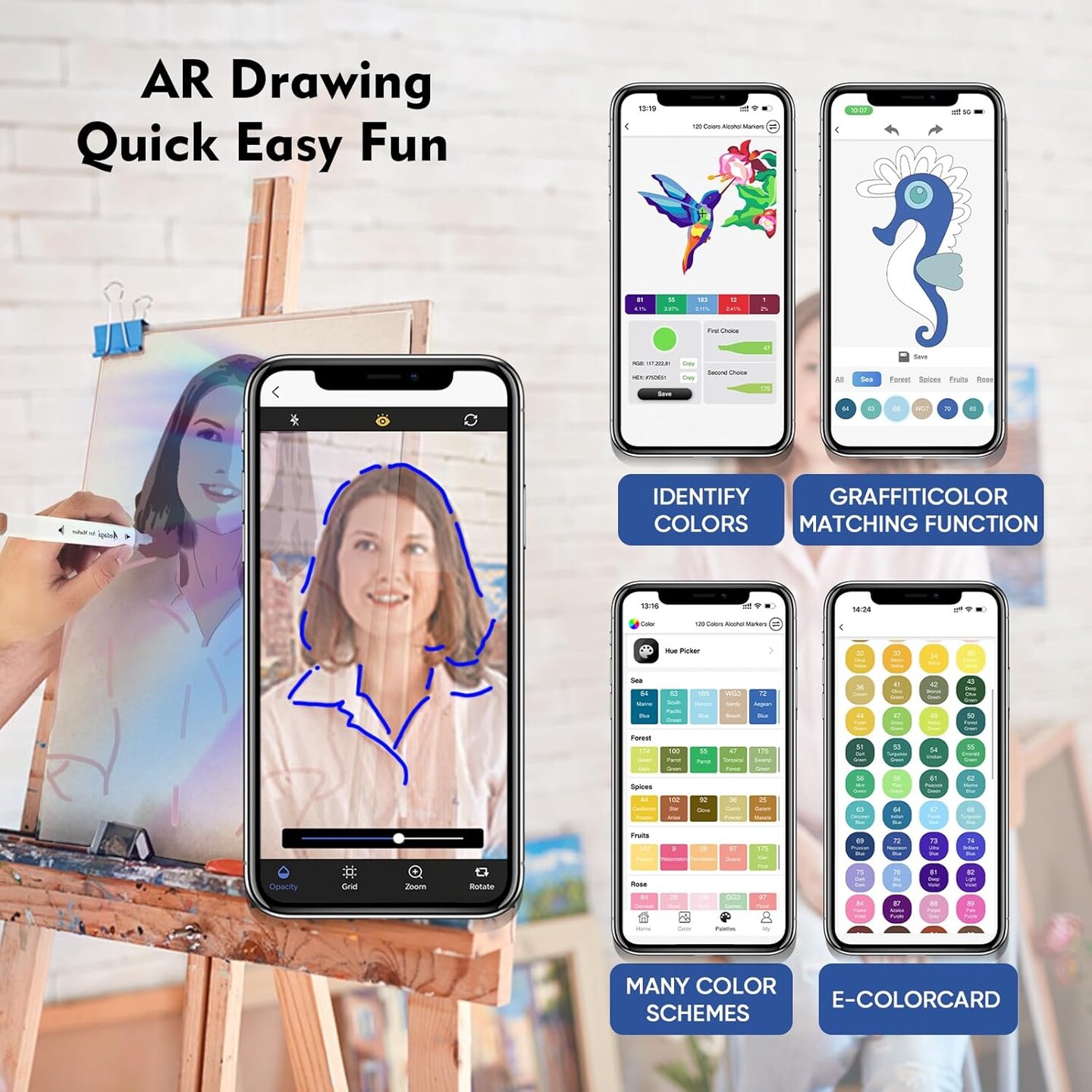 About this item ENHANCE PAINTING FUN: Our alcohol marker offers a APP with color recognition, matching color number, doodle coloring, color scheme and e-color cards. These alcohol markers for coloring can be used in conjunction with the APP to enhanc