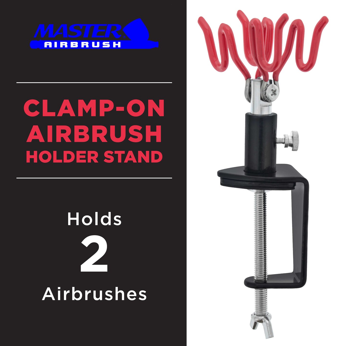 Clamp-On 2-Airbrush Holder Stand - Table/Bench Mount - Airbrush Accessories and Supplies for Garage or Workspace