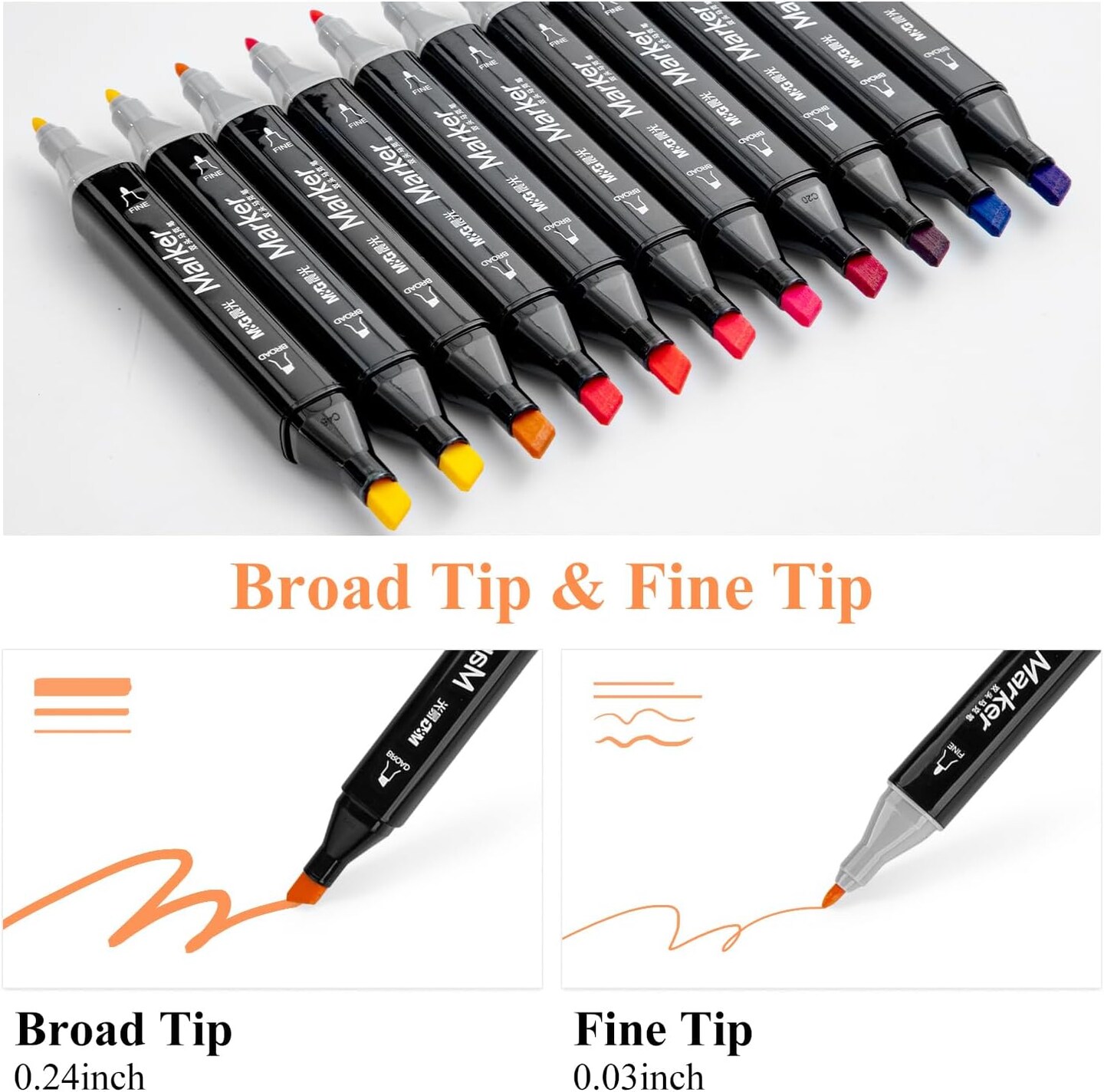 40-Color Dual-Tip Alcohol Marker Set – Art Markers for Adult Sketching & Coloring