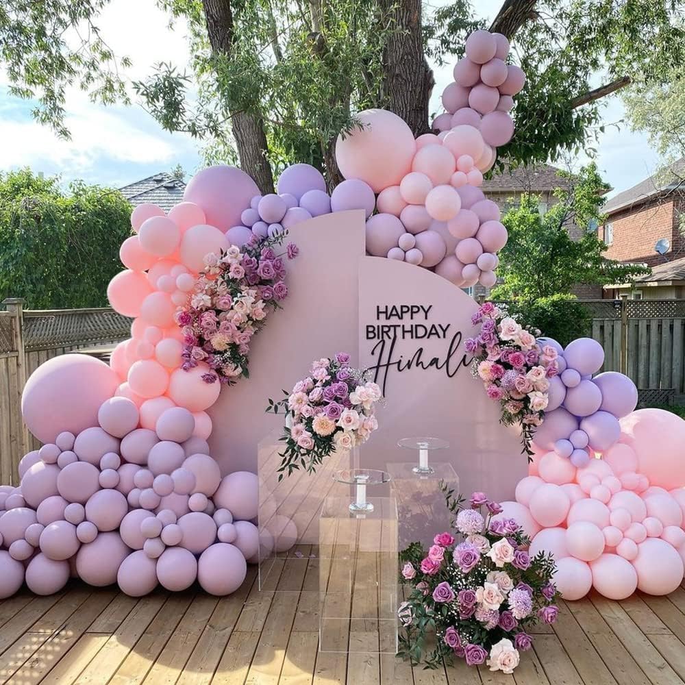 Pink Purple Balloon Garland Double Stuffed Lavender Party Balloon Macaron Light Pink Latex Pastel Balloons Arch Kit for Birthday Baby Shower Wedding Engagement Princess Party Decoration&#x2026;