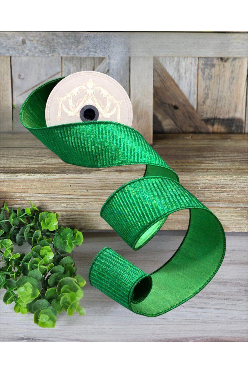 2.5&#x22; Pleated Lame Ribbon: Green (10 Yards)