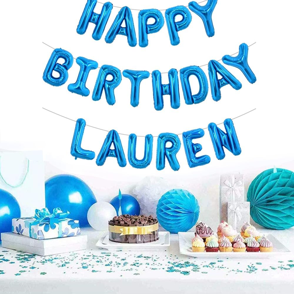 65 Pcs 16 Inch Blue Happy Birthday Balloons and 2 Sets A-Z Foil Letters Balloons DIY Personalized Phrase Banner for Birthday Celebration Halloween Thanksgiving Christmas Party Decorations