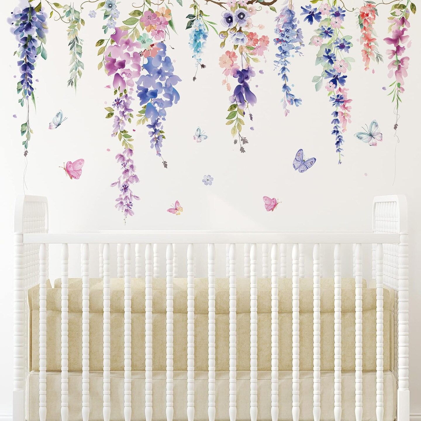 6-Piece Flower & Dragonfly Wall Decals – Removable Vinyl Stickers for Bedroom, Living Room & Nursery