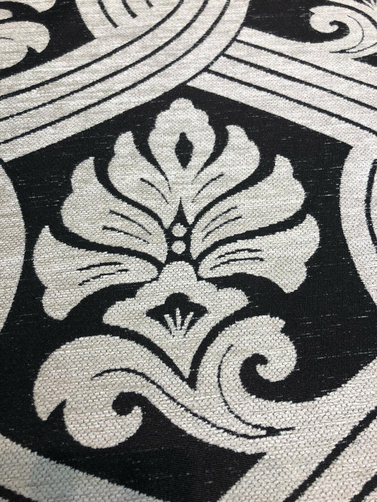 1 Yard High Quality Chenille Blend Upholstery Fabric in Black Brown and Dark Beige 56 inch Width
