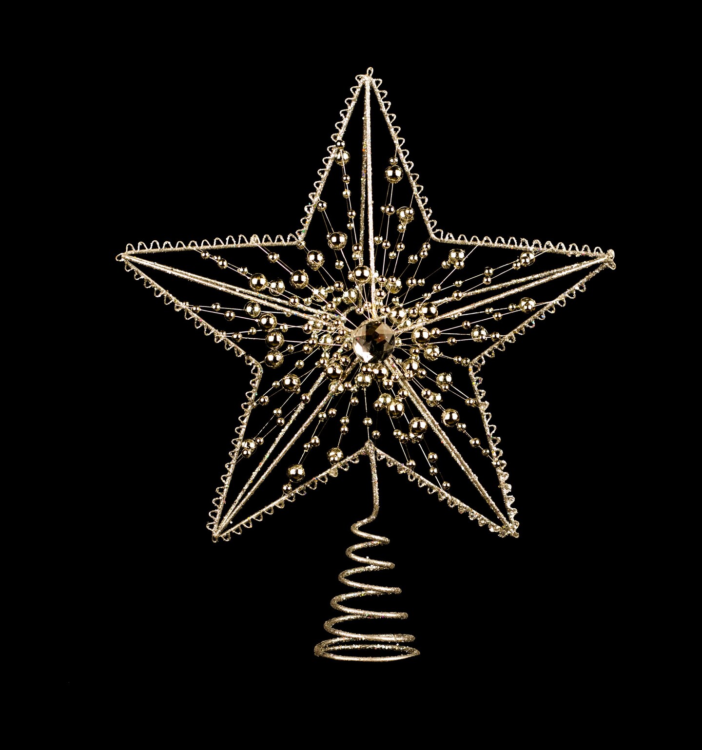 8&#x22; Silver Jeweled Metal Star Tree Topper