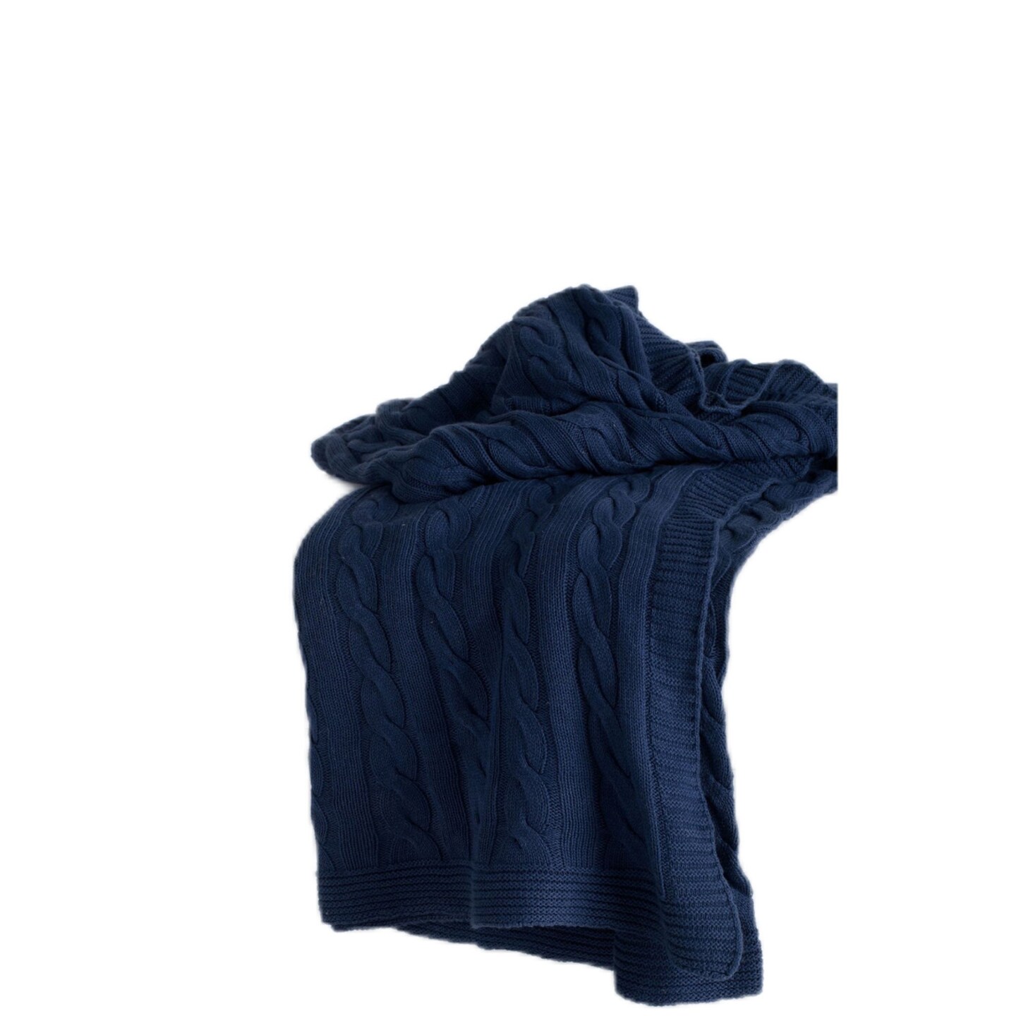 Edge Collections - 50" x 50" - Blue - Stylish Knitted Throw Blanket for Warmth and Comfort - 1 Piece